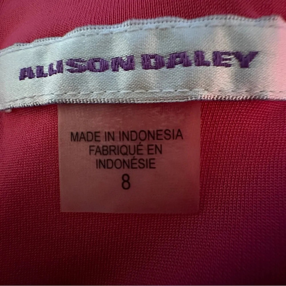 Allison Daley Dress Size 8 Stunning Red with Black Sleek Stripe Midi Knee Length - Picture 4 of 4